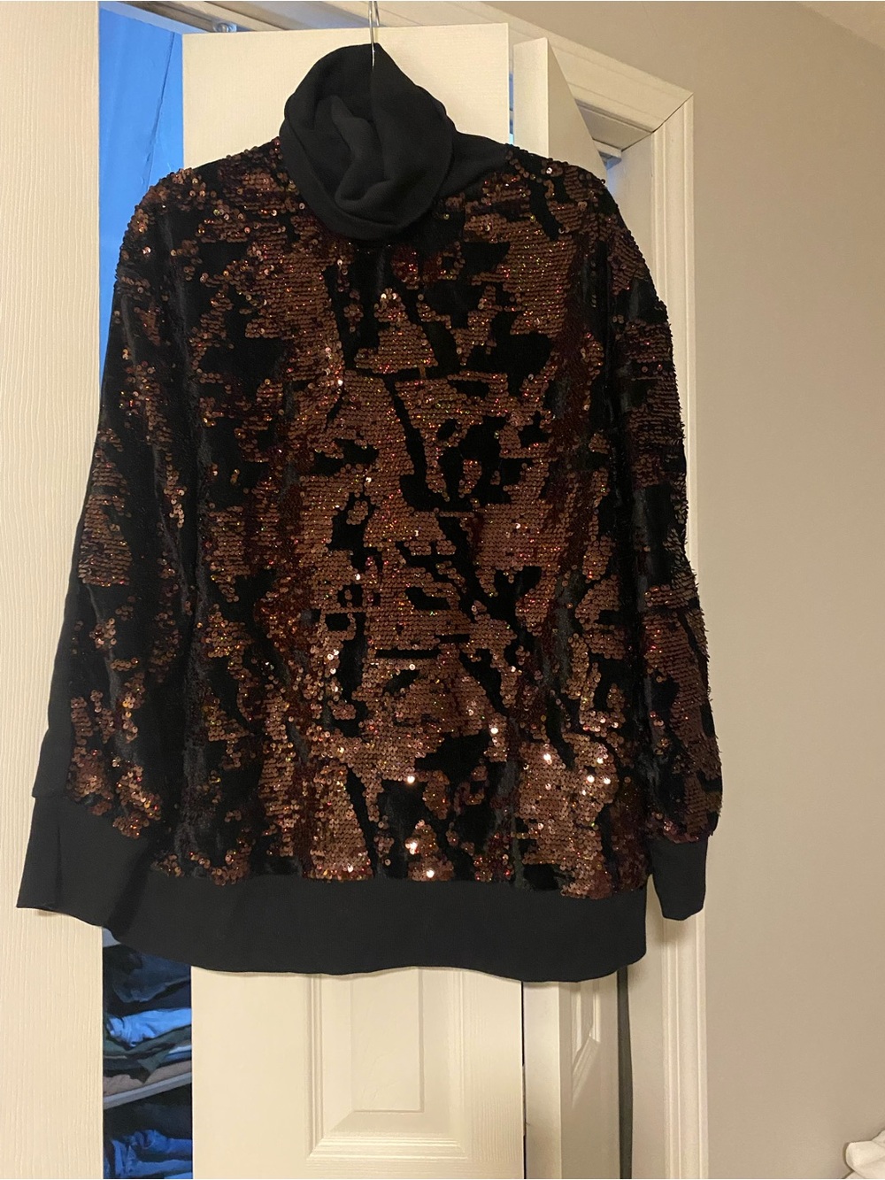 Zara Black and Bronze Sequin Turtleneck Sweater